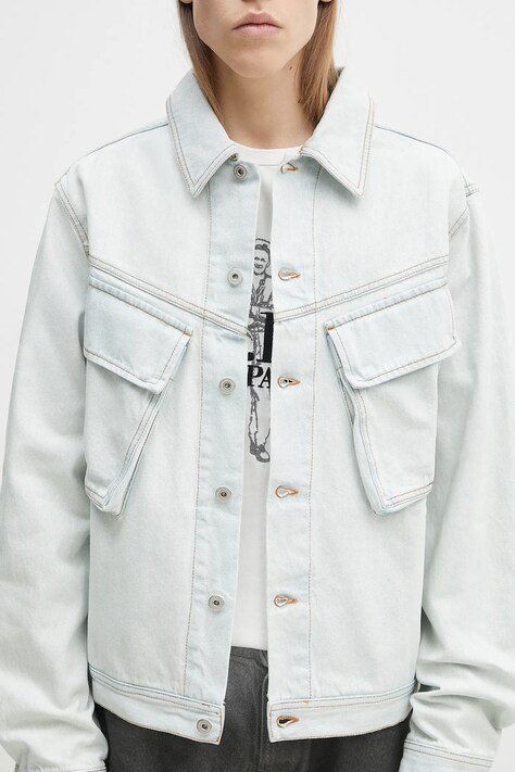 Джинсова куртка Marcelo Burlon Bleach Denim Cargo Jacket Light Blue No — фото 4