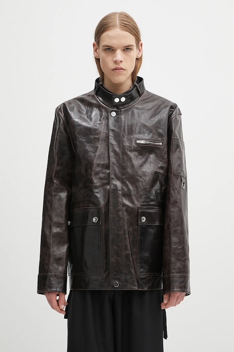 Wales Bonner bőrdzseki Vision Leather barna, átmeneti, US25LE11.LE02.899