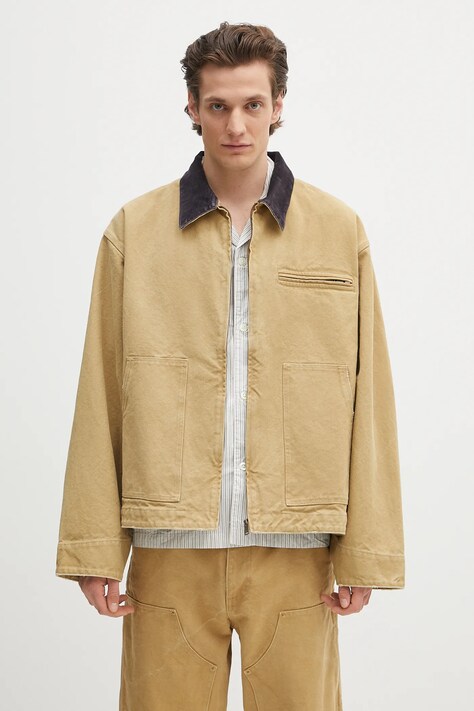 AMBUSH kurtka jeansowa Canvas Work Jacket kolor beżowy przejściowa 12115307