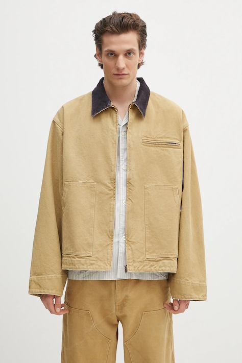AMBUSH geacă din denim Canvas Work Jacket culoarea bej, de tranzitie, 12115307