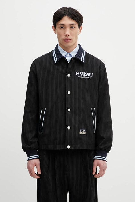 Evisu jacket Flat Knit Collar Coach black color 2ESHTM5JK1053