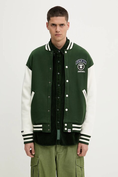 AAPE bluza Now Zip Up męska kolor zielony z aplikacją AAPSWMB328XAN