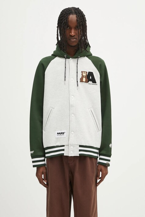 AAPE sweatshirt Aaper green color hooded with an application AAPSWMB382XAN