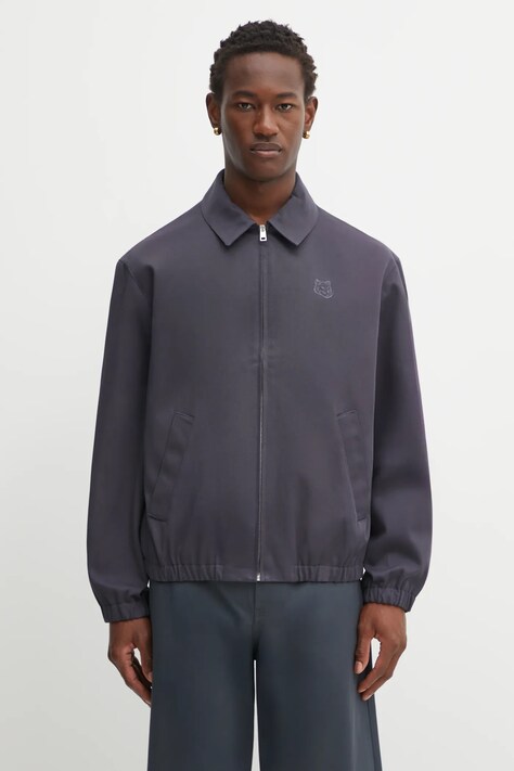 Памучно яке Maison Kitsuné Elasticated Zipped в сиво преходен модел OM02122WW9028