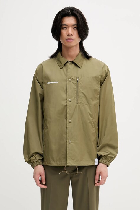 Куртка NEIGHBORHOOD WINDBREAKER колір зелений перехідна oversize 251TSNH-JKM07