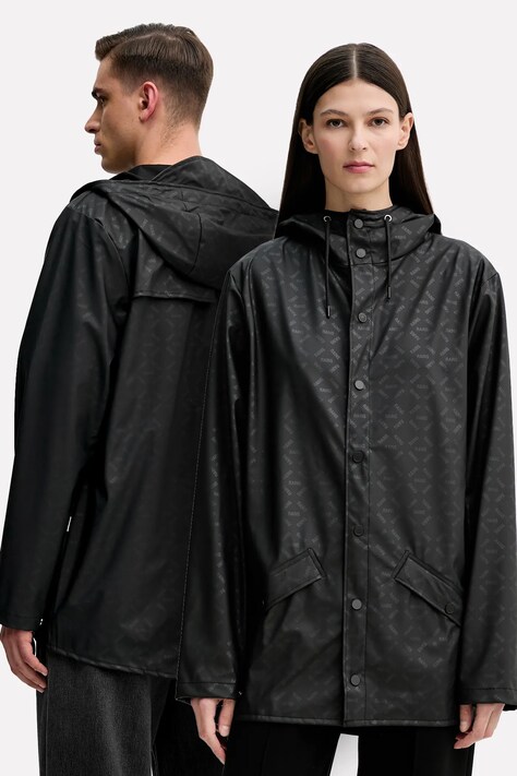 Rains kurtka Jacket W3 kolor czarny przejściowa oversize 12010