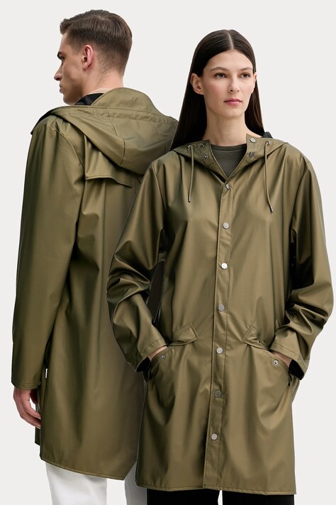 Куртка Rains Long Jacket W3 колір зелений перехідна 12020