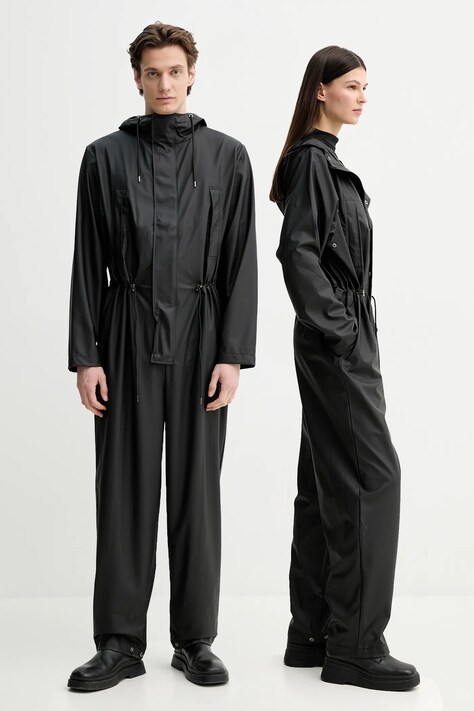 Rains salopetă Jumpsuit Regular W3 culoarea negru, de tranzitie, 12090