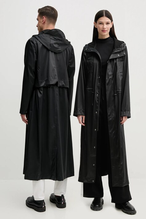 Rains geaca Bold Longest Jacket W3 culoarea negru, de tranzitie, 12120