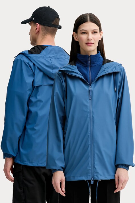 Rains rövid kabát Storm Breaker W3 sötétkék, átmeneti, oversize, 18370