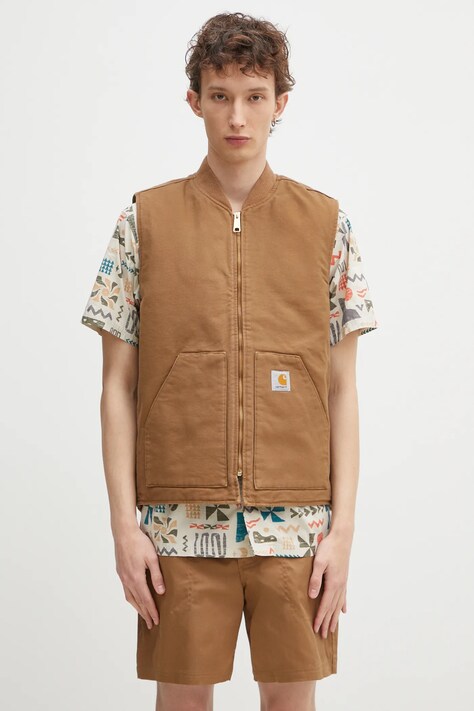 Carhartt WIP cotone senza maniche Classic Vest uomo colore marrone I026457.HZ02