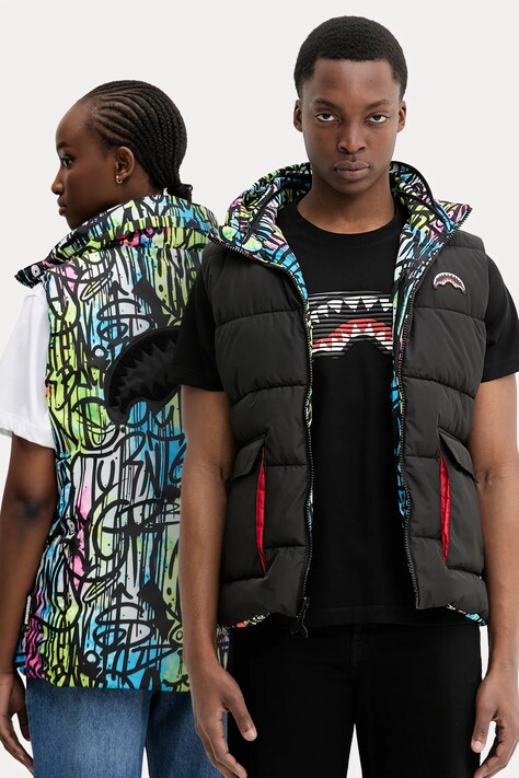 Sprayground vesta cu doua fete culoarea negru, de iarna, SP749