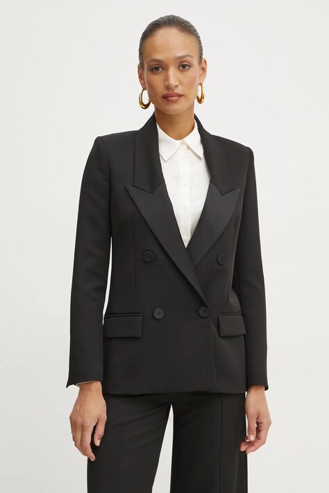 Patrizia Pepe sacou culoarea negru, cu doua randuri de nasturi, uni, 8S0508 A375