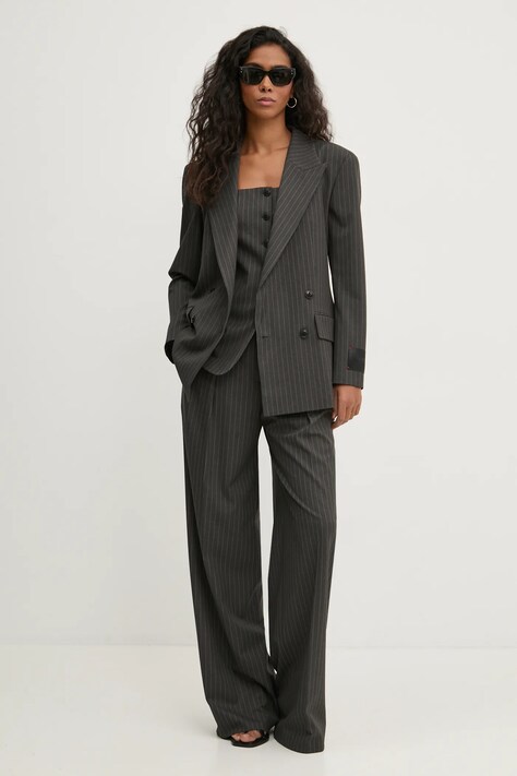 Сако HUGO в сиво с двуредно закопчаване с изчистен дизайн 50530987