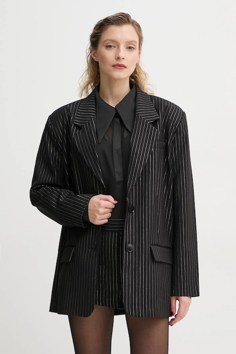 Сако Gestuz в черно с уголемена кройка с десен 10909613