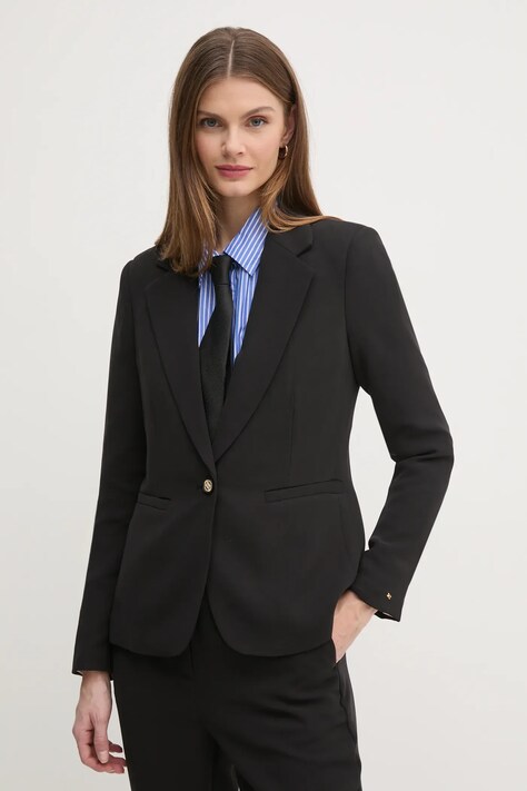 Σακάκι Tommy Hilfiger χρώμα: μαύρο, WW0WW44096