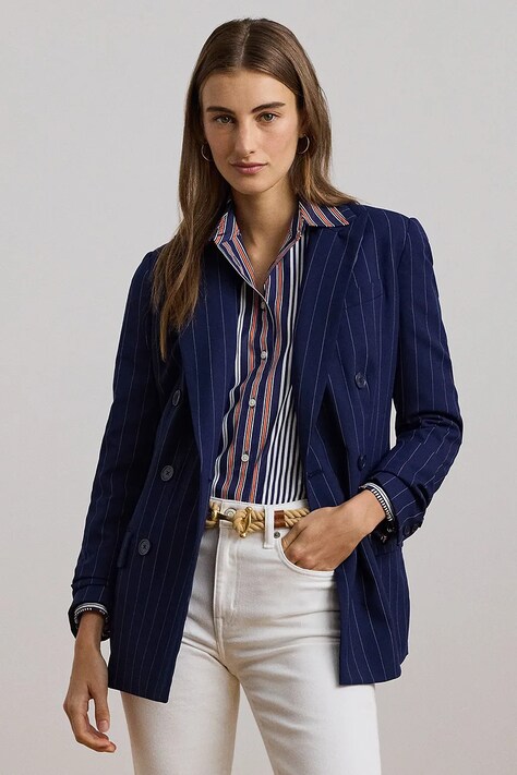 Lauren Ralph Lauren geacă de lână culoarea bleumarin, cu doua randuri de nasturi, 200957329
