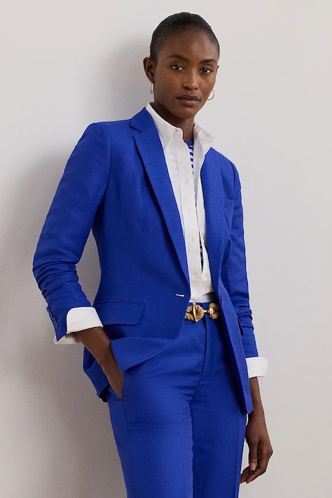 Λινό πανωφόρι Lauren Ralph Lauren χρώμα: μπλε, 200957331