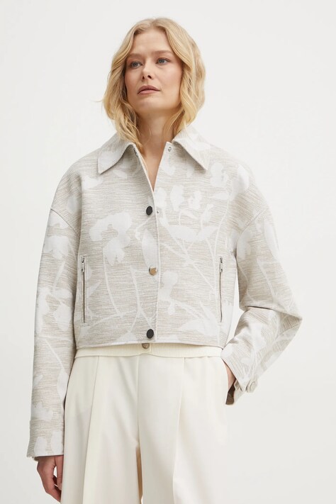 BOSS geaca femei, culoarea bej, de tranzitie, oversize, 50530887