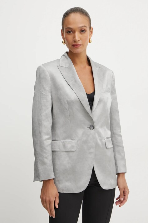 Blazer με μείγμα λινών Pinko χρώμα: γκρι, 104716 A2BP