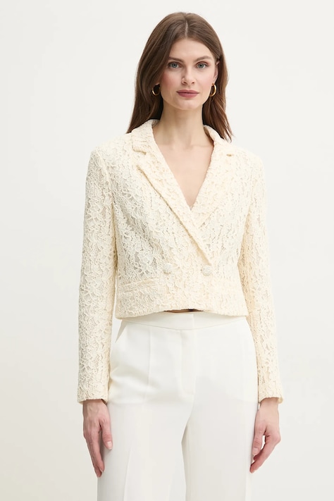 Twinset sacou culoarea bej, cu doua randuri de nasturi, modelator, 251TT2013