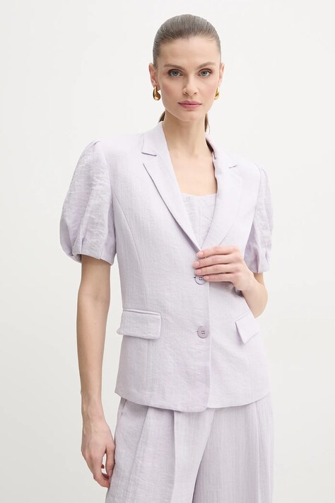 Twinset blazer din amestec de in culoarea violet, un singur rand de nasturi, neted, 251TT2280