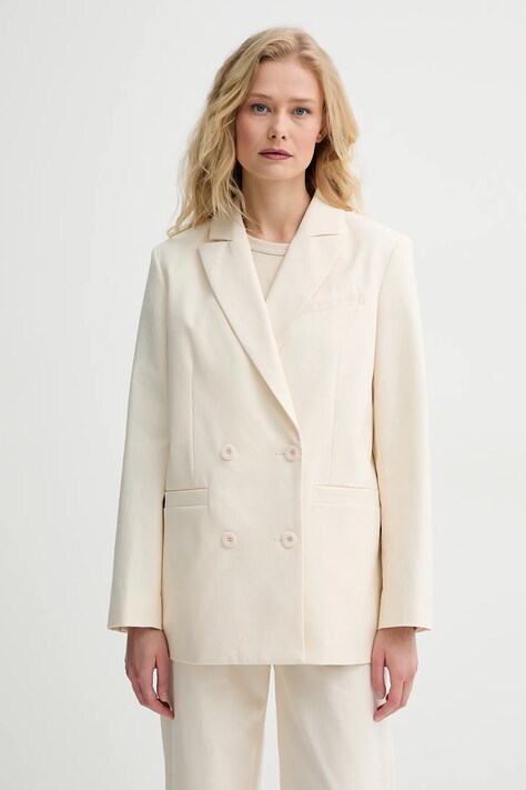 A.P.C. sacou din bumbac veste lucy culoarea bej, cu doua randuri de nasturi, uni, COHFU.F03212