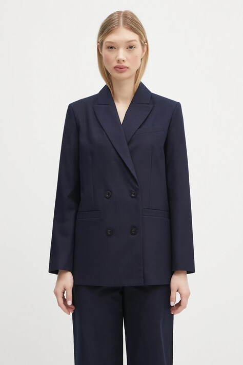 A.P.C. sacou din bumbac veste lucy culoarea bleumarin, cu doua randuri de nasturi, uni, COHFU.F03212