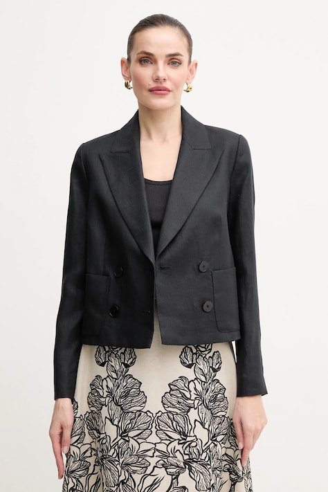 Luisa Spagnoli sacou de in culoarea negru, cu doua randuri de nasturi, uni, 542051