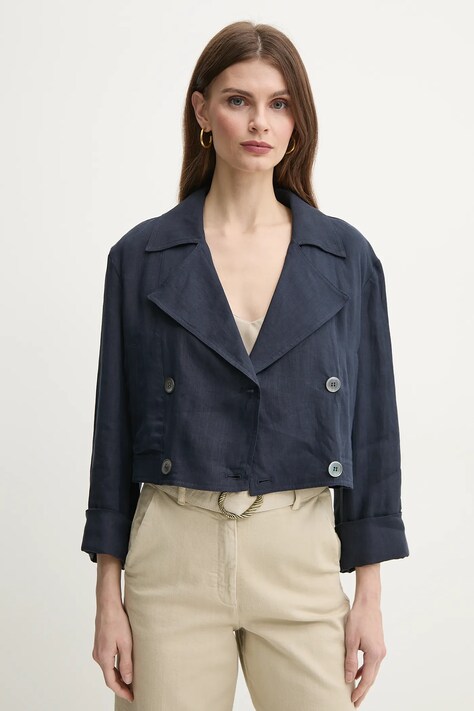 Marella palton de in FLAVIO femei, culoarea albastru marin, de tranzitie, oversize, 2513041094200