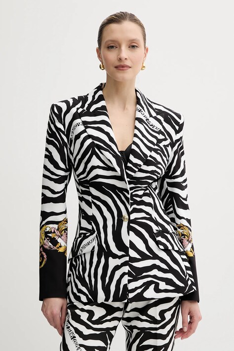 Sako Versace Jeans Couture čierna farba, jednoradová, vzorovaná, 78HAQ7P2 NS568