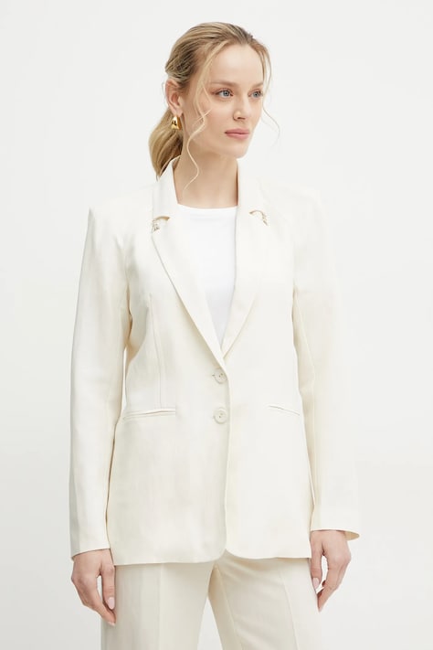 Patrizia Pepe blazer din amestec de in culoarea bej, un singur rand de nasturi, neted, 2S1524 A052
