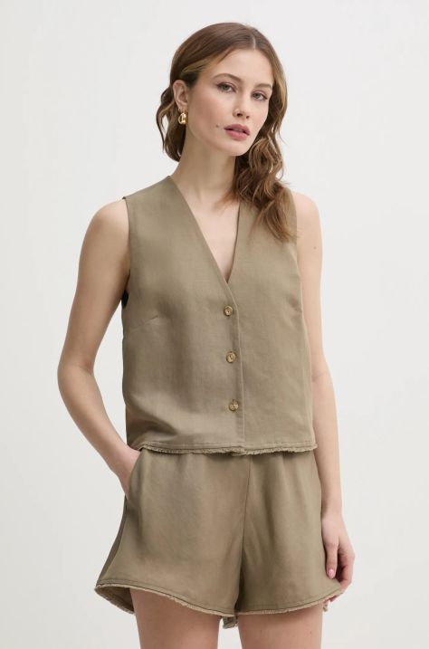 Ivy Oak gilet in lino colore verde IO112358