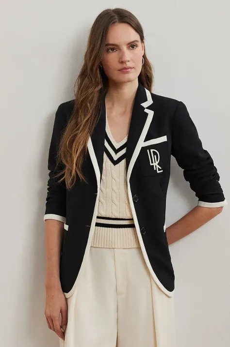 Sako Lauren Ralph Lauren čierna farba, jednoradové, jednofarebné, 200936101