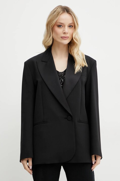 Μπλέιζερ με μίγμα μαλλιού Weekend Max Mara χρώμα: μαύρο, 2515041071600