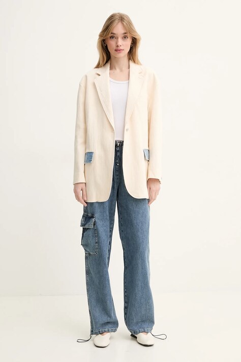 Піджак Moschino Jeans — SS25-KZD08N, бежевий — фото 2