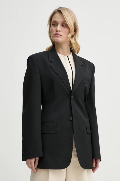 Blazer s příměsí vlny Filippa K černá barva, 31533