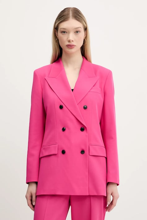 HUGO sacou culoarea roz, cu doua randuri de nasturi, uni, 50537560