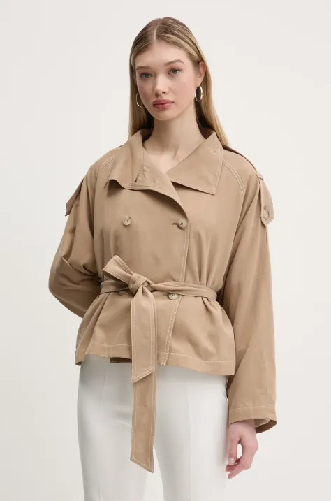 HUGO cappotto con aggiunta di lino donna colore beige  50536642