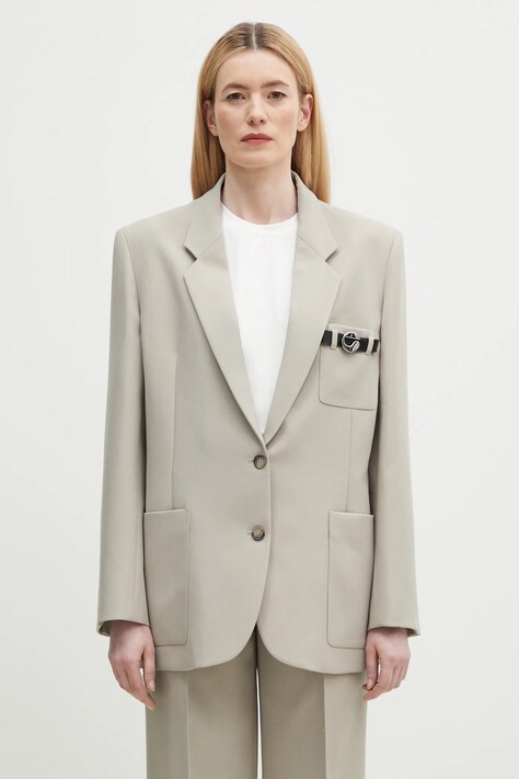 Sako Coperni Belted Pocket Tailored béžová farba, oversize, jednofarebná, COPV69F3004