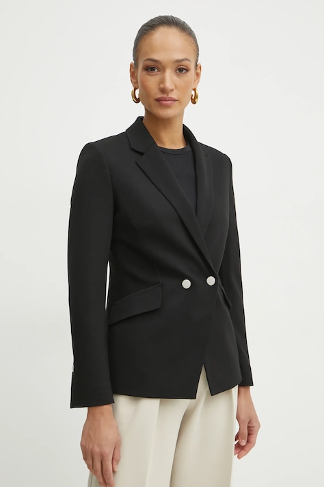 BOSS marynarka kolor czarny dwurzędowa gładka 50537454