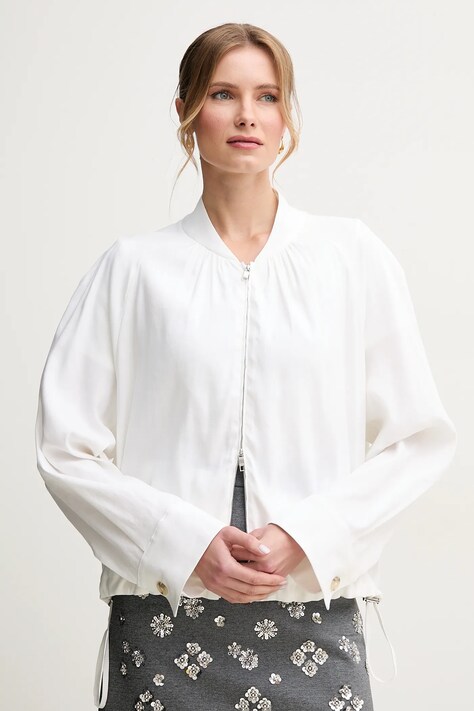 Jakna BOSS bela barva, 50537957