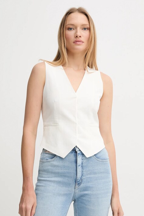 Calvin Klein vesta culoarea bej, un singur rand de nasturi, K20K208242