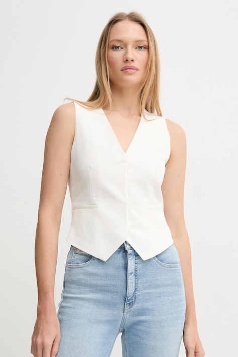 Calvin Klein vesta culoarea bej, un singur rand de nasturi, K20K208242