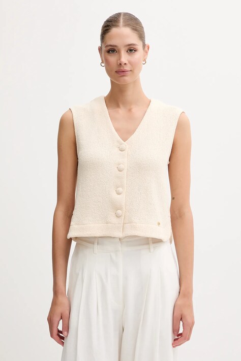 Calvin Klein sacou de in culoarea bej, cu doua rânduri de nasturi, uni, LV044B404G