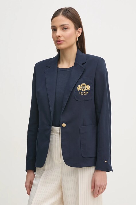 Tommy Hilfiger sacou culoarea albastru marin, un singur rand de nasturi, WW0WW44744