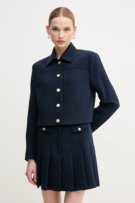 Tommy Hilfiger sacou culoarea albastru marin, un singur rand de nasturi, neted, WW0WW44743