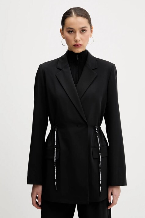 Karl Lagerfeld Jeans sacou culoarea negru, cu doua randuri de nasturi, uni, A2W14030