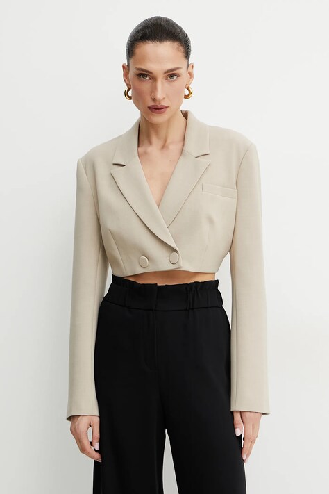 Sako Bardot AVER béžová farba, dvojradové, jednofarebné, 59657JB