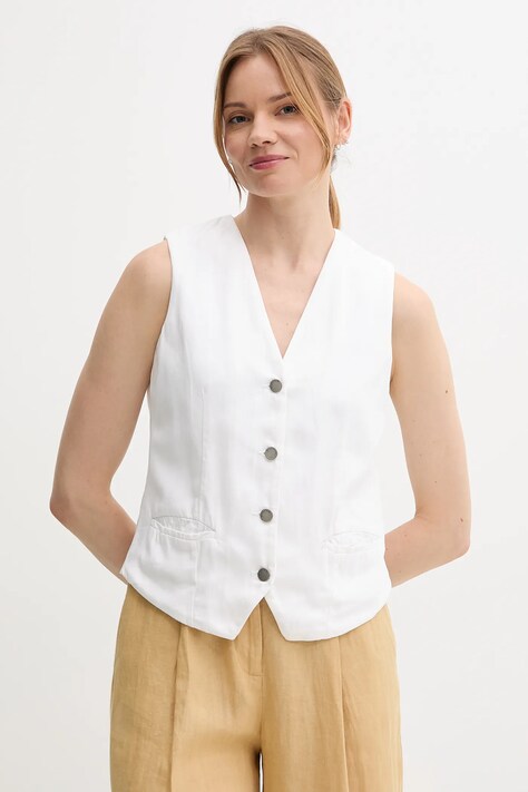 United Colors of Benetton vestă culoarea alb, un singur rand de nasturi, 2LEDDJ00G